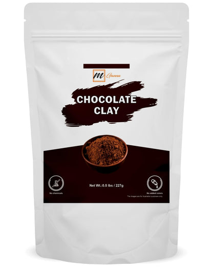 mGanna 100% Natural Chocolate Clay (A Combination of Dark Rhassoul Clay And Cocoa Powder) for Hair Masks Facial Masks Creams Face Masks Body Wraps Scrubs and Soap Making 0.5 Lbs
