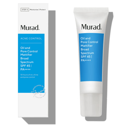 Murad Oil & Pore Control Mattifier SPF 45 - Lightweight SPF Facial Moisturizer and Pore Mattifier Controls Oil and Shine for Up to 10 Hours Provides Broad Spectrum UVA/UVB SPF 45 Protection - 1.7 oz