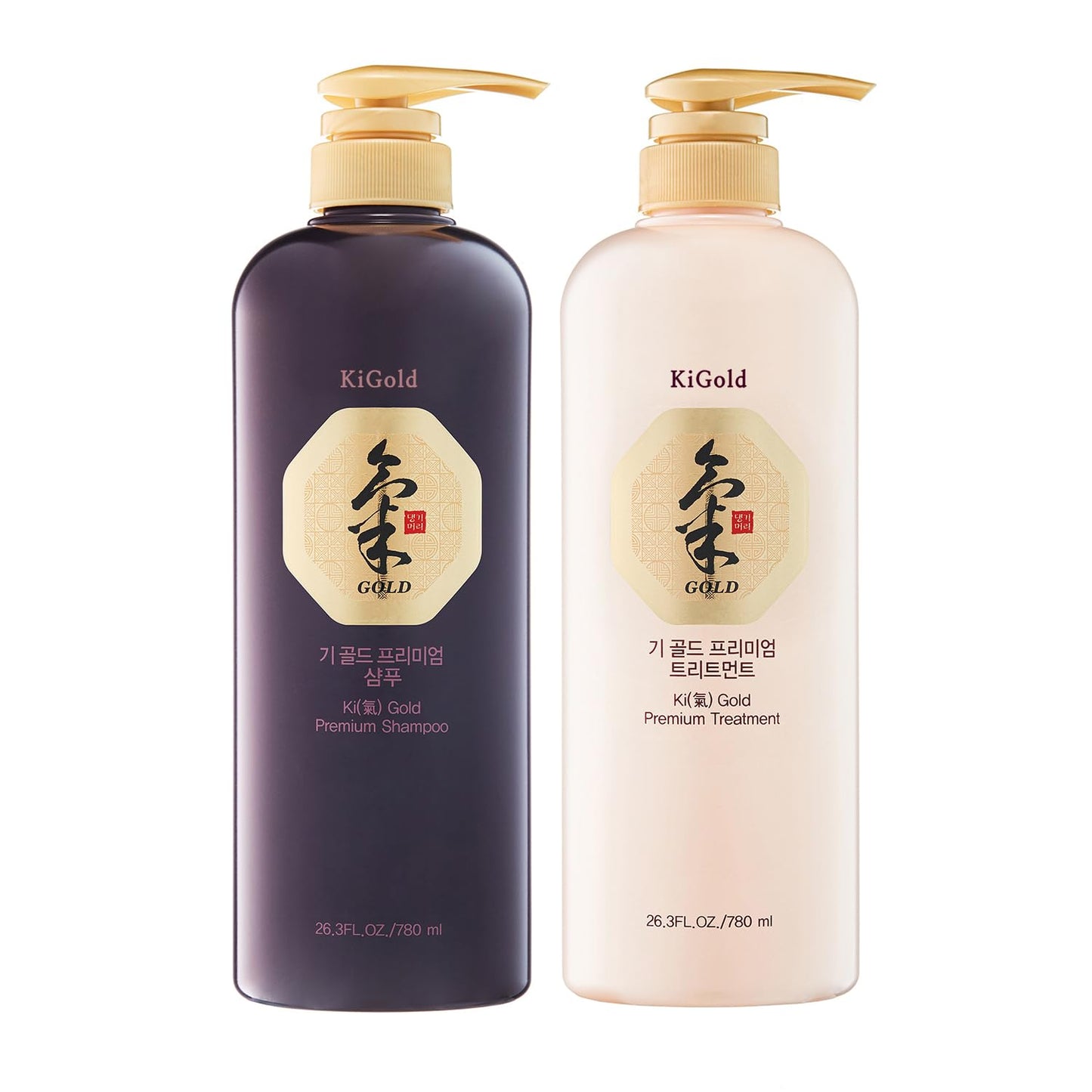 Daeng Gi Meo Ri - Ki Gold - Premium Shampoo + Treatment Set for Hair Loss Thin Hair Gray Hair Prevention Medicinal Herbal Shampoo All Natural Koreas No. 1 Brand