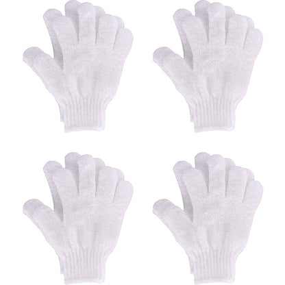 Hotop 4 Pairs Shower Gloves Scrubbing Gloves Dual-sided Exfoliating Glove Body Bath Scrubs White