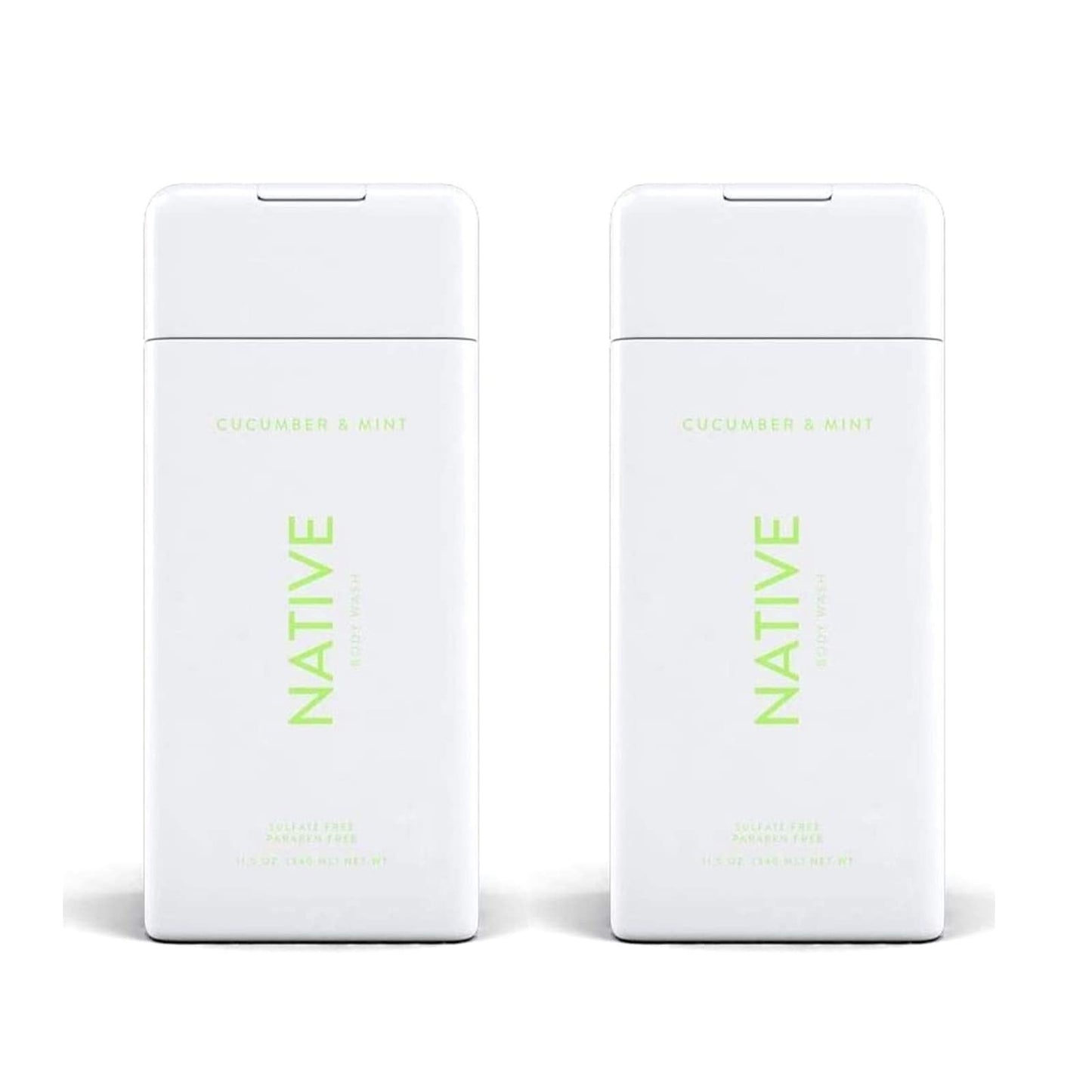 Native Cucumber and Mint Body Wash 11.5 oz Bottles x2
