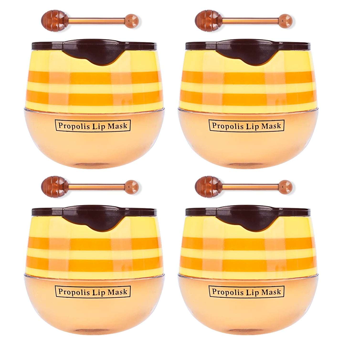 FREEORR 4Pcs Honey Lip Mask Pot Moisturizing Honey Lip Masks