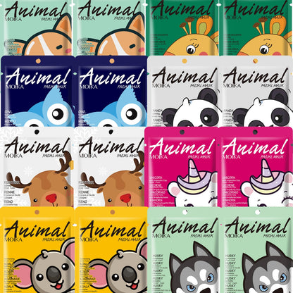 16 Pcs Facial Masks - Face Mask Sheets - Face Mask Skin Care - Sheet Masks with Hyaluronic Acid & Plant Extract - Face Mask Pack for Women with Cute Animal PackageMoisturizeNourishHydrateSmooth