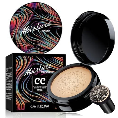 Mushroom Head Air Cushion CC Cream - New Upgraded BB Cream Face Makeup Foundation for Mature Skin Moisturizing Concealer Brighten Long-Lasting Colored Packaging (Natural 3.21 Ounce (Pack of 1))