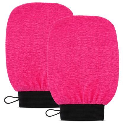 Clarial Exfoliating Body Scrub for Bath and Shower Use - Face Scrubber and Body Exfoliator Mitt Dead Skin Remover - Exfoliating Glove Shower Scrub for Men and Women - Pair Pink