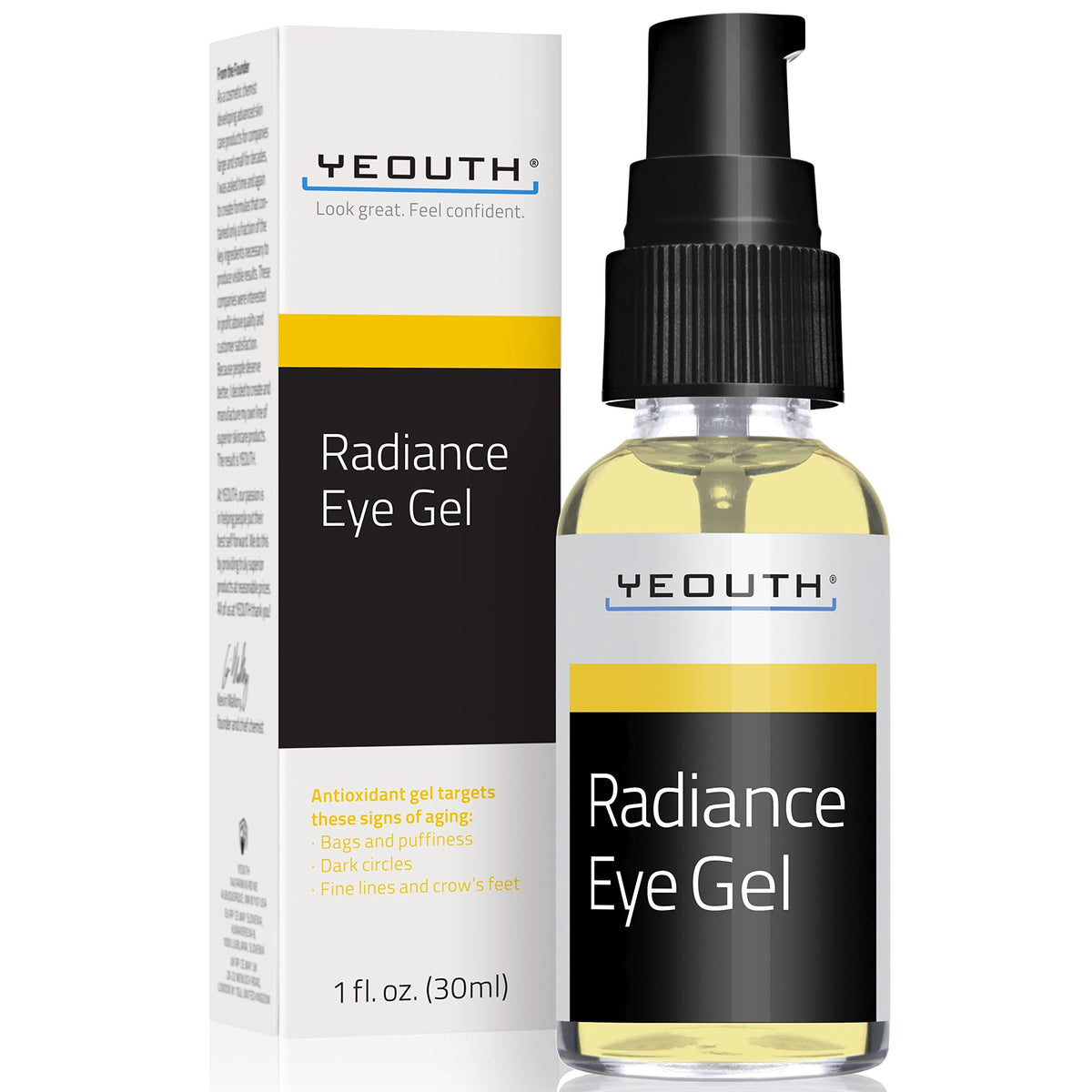 YEOUTH Under Eye Gel with Hyaluronic Acid Targets The Appearance of Puffiness Dark Circles & Under Eye Bags Revitalizing Hydrating 1oz