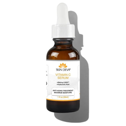 SKIN DEVA 1 oz Serum Vitamin C and Hyaluronic Acid Serum for Face + Matrixyl 3000 Anti Aging Serum Boost Skin Collagen Dark Spot Corrector Anti Wrinkle Facial Serums