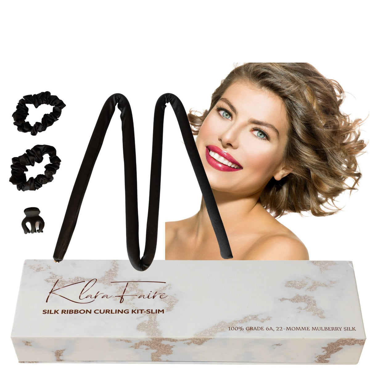 Klara Faire Slim Heatless Curling Rod Headband for Short Hair (Royal Black)