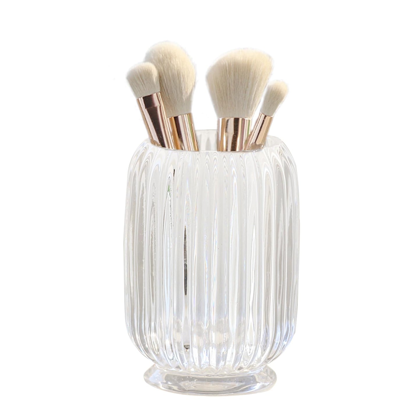 Lejesth Crystal Makeup Brush holder Organizer Vintage Make Up Brush Cup Pen Pencil Holder striped vase Comb Brushes Pen Pencil Storage Box Container (Clear)