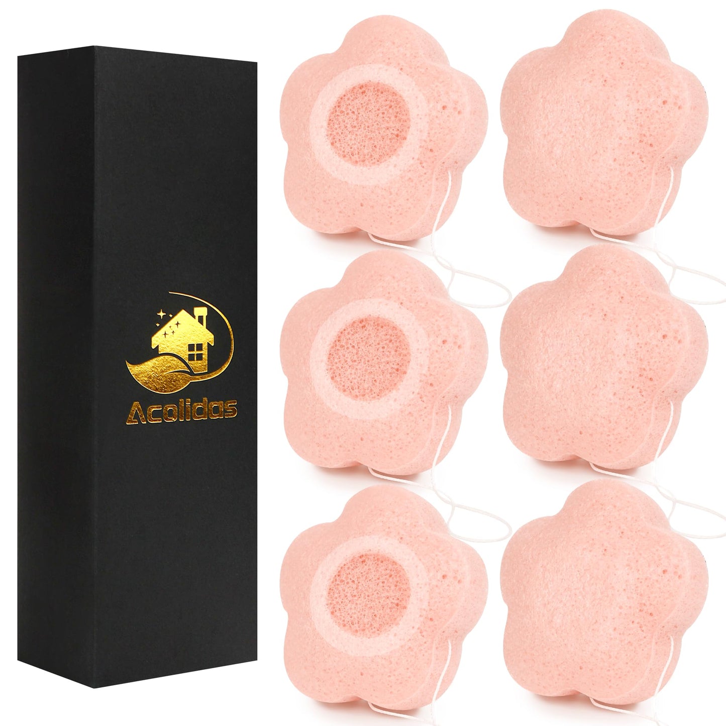 Konjac Facial Sponges Scrubbers Set for Cleansing Exfoliating Washing Face Body Organic Natural Face Sponge Puffs for Exfoliator Skincare Makeup Removal Safe for Women Men Sensitive Oily Dry Skin