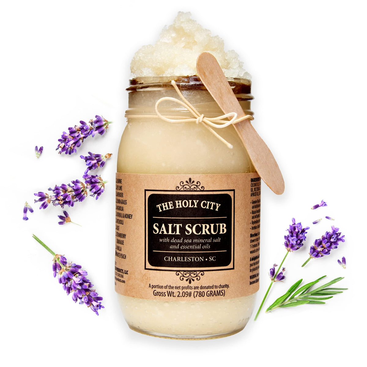 Exfoliating Body Scrub - Pure Dead Sea Salt Scrub for Hands and Body 16 fl oz Hydrating Moisturizing Skin Care for Body Acne Eczema Wrinkles (Lavender)