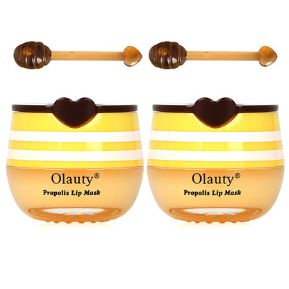 Bee Lip Mask Balm Honey Pot 2PCS Honey Lip Sleeping Mask Hydrating Prevention Dry and Cracked Lip Scrubs Exfoliator Overnight Lip Mask Reduces Lip Lines