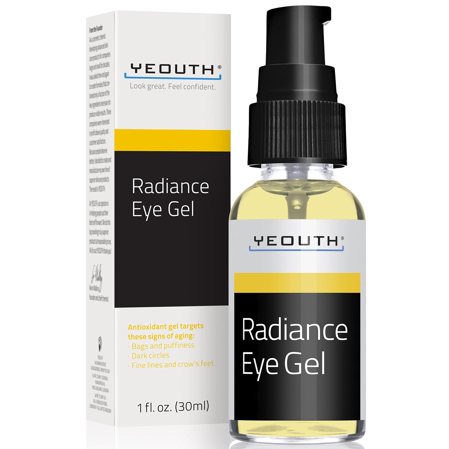 YEOUTH Under Eye Gel with Hyaluronic Acid Targets The Appearance of Puffiness Dark Circles & Under Eye Bags Revitalizing Hydrating 1oz