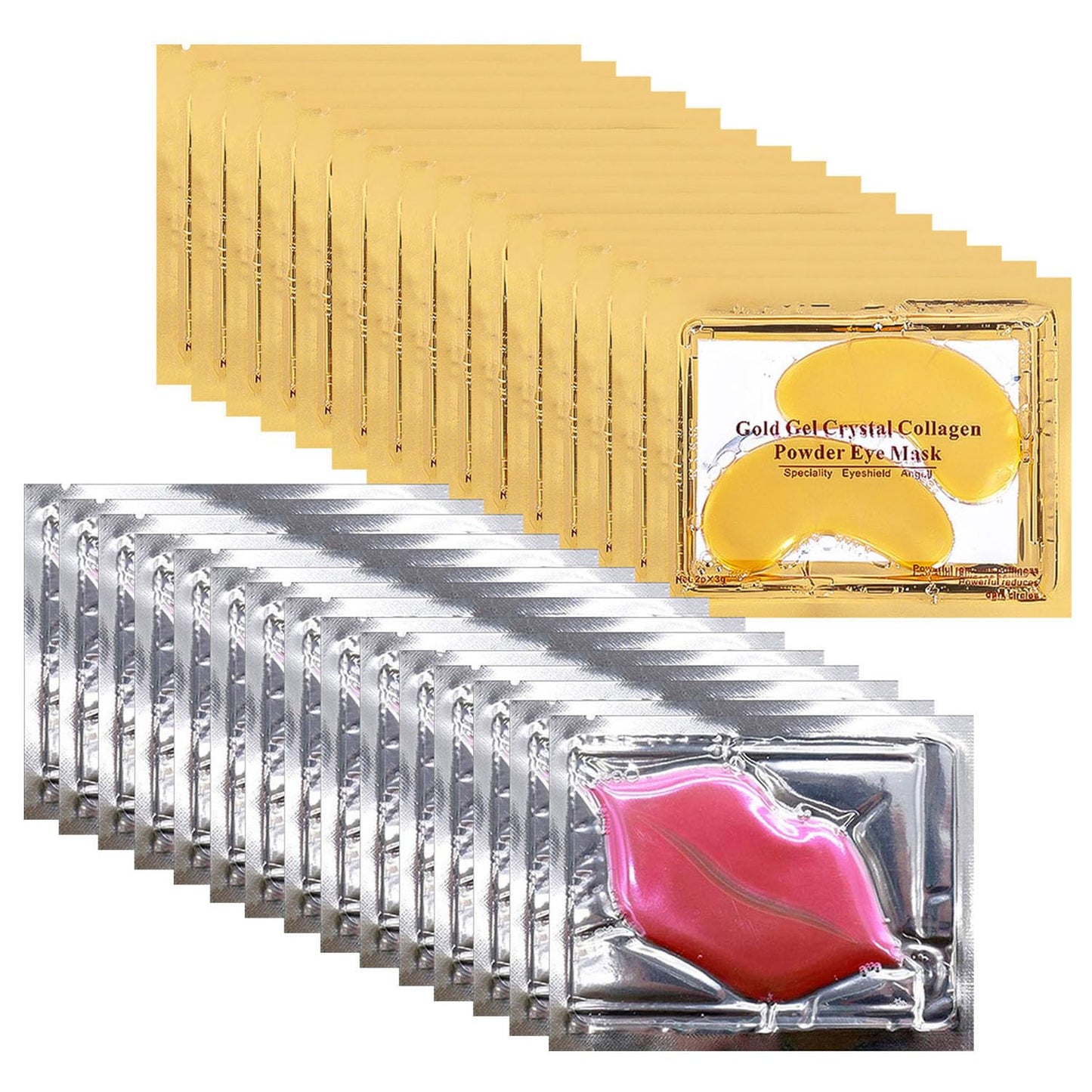 NIYET 30 Pairs Lip Masks & Gold Hydrogel Collagen Eye Masks Under Eye Patches Gel Pads for Dark Circles and Puffiness Moisturizing & Anti-Ageing Skincare for All Skin Types