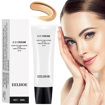 Skin Tone Adjusting CC Cream SPF 50 CC Cream Colour Correcting Self Adjusting for Mature Skin Full-Coverage Foundation Skin Concealer Brightening Skin Tone-Natural Colo