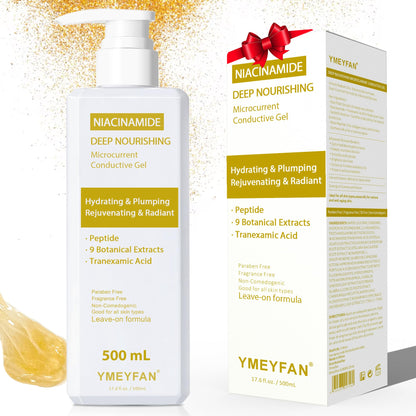 500ML Conductive Gel Deep Nourishing Facial Leave-On Gel Primer for Microcurrent Devices Hydrating Rejuvenating Radiance Serum Niacinamide Peptide & 9 Botanical Extracts Paraben & Fragrance Free