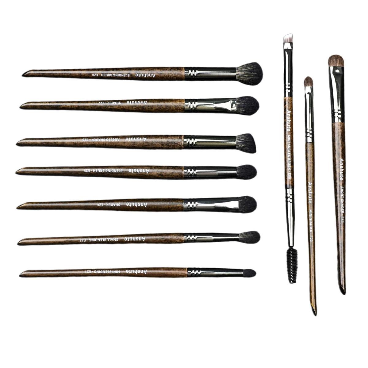 Anshute Natural Goat Hair Makeup Brushes Set of 10 Professional Natural Hair Cosmetic Brushes with Case Beech Wood Handle. Super Soft Bristles Variety of Brushes. Face Brushes Eyeshadow Brushes.