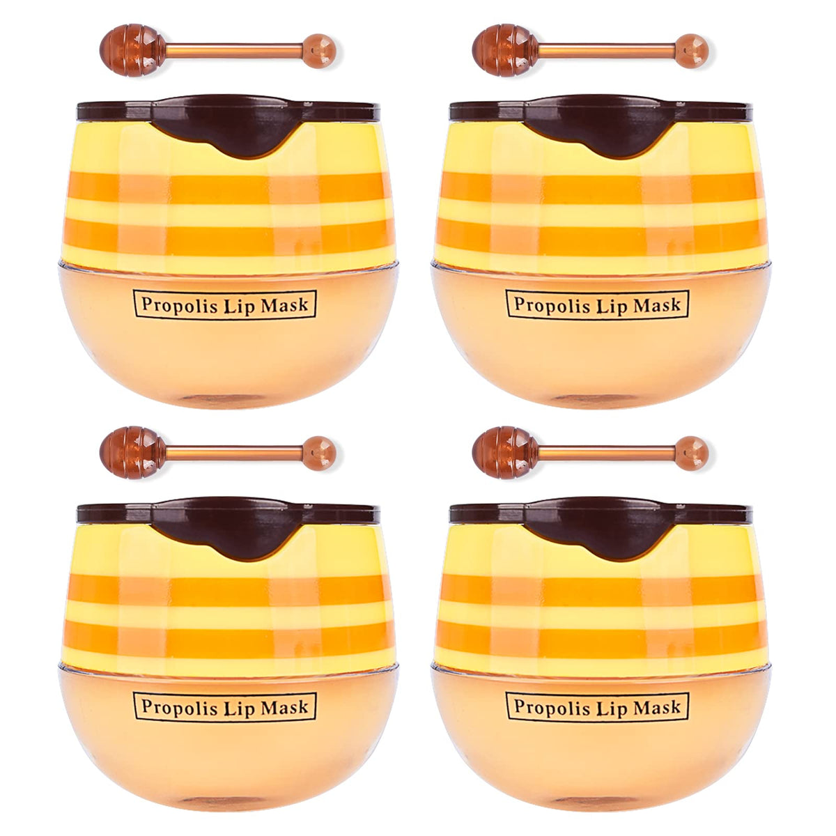 FREEORR 4Pcs Honey Lip Mask Pot Moisturizing Honey Lip Masks
