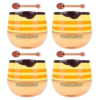 FREEORR 4Pcs Honey Lip Mask Pot Moisturizing Honey Lip Masks