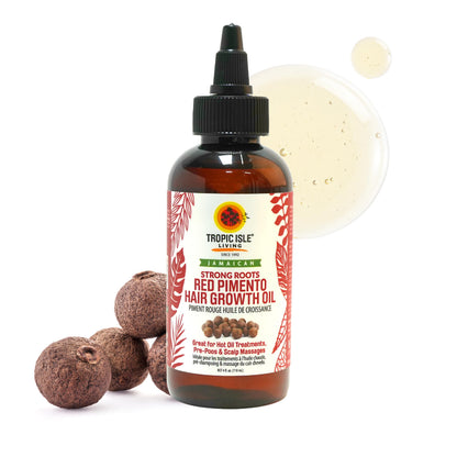 Tropical Isle Living Strong Roots Red Pimento Hair Growth Oil 4oz - Natural Moisturizing Treatment for Itchy Dry Scalp and Promote Hair Growth Prevent Dundruffs with Jamaican Black Castor Oil
