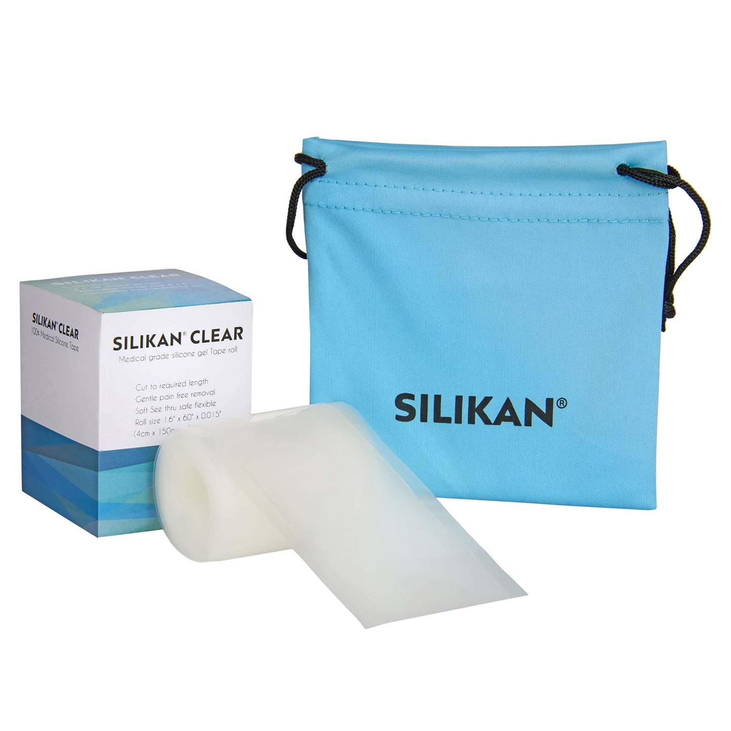 Transparent Gel Silicone Scar Tape–See-through Medical Sheeting Strips for Body Breast Face and Burn Recovery. Discover Scar Solution for Acne Care. 5-Foot Roll- No Messy Creams SILIKAN
