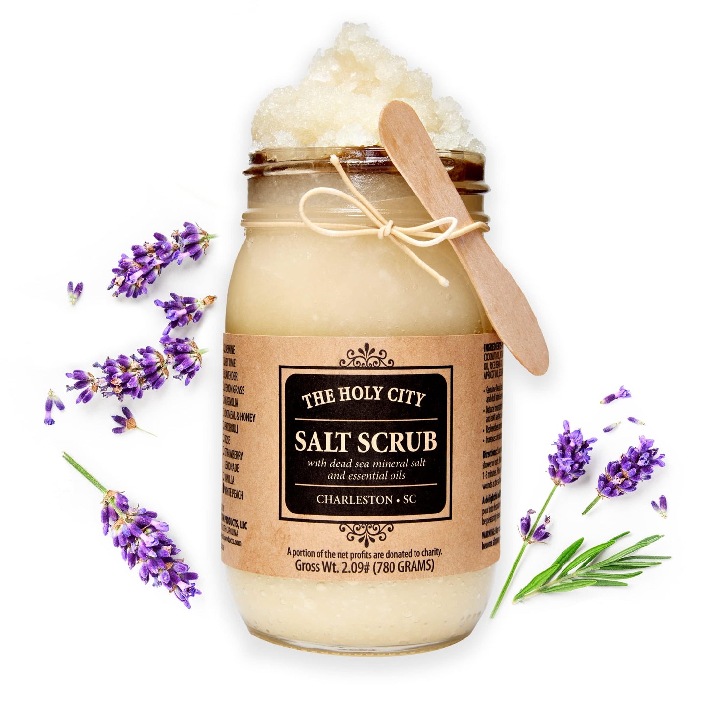 Exfoliating Body Scrub - Pure Dead Sea Salt Scrub for Hands and Body 16 fl oz Hydrating Moisturizing Skin Care for Body Acne Eczema Wrinkles (Lavender)