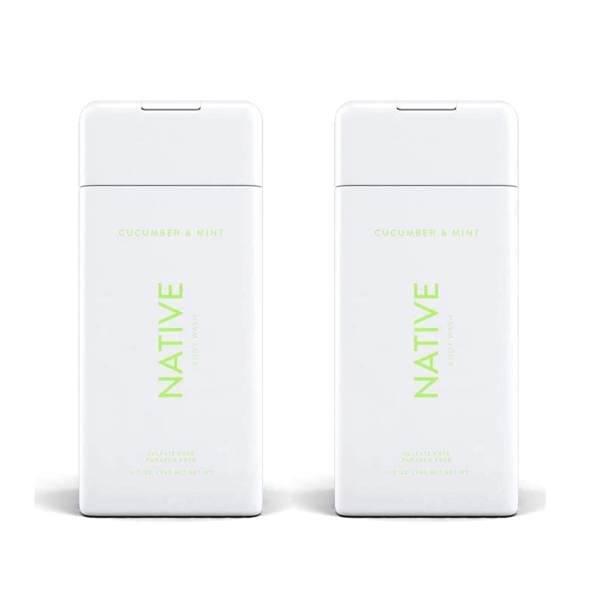 Native Cucumber and Mint Body Wash 11.5 oz Bottles x2