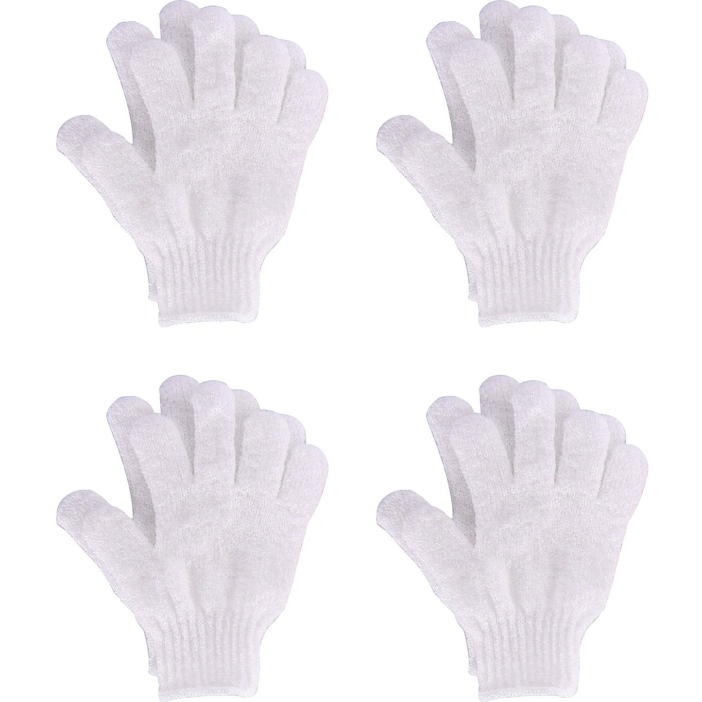 Hotop 4 Pairs Shower Gloves Scrubbing Gloves Dual-sided Exfoliating Glove Body Bath Scrubs White