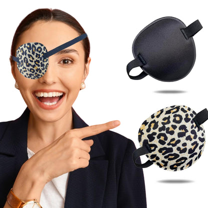 THSIREE 2PCS Eye Patch Medical Eye Patches for Kids and Adults Soft Amblyopia Lazy Eye Patches for Left or Right Eyes (Black Leopard Print)