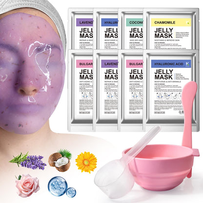 KERUILA Jelly Masks For Facials Professional Peel Off Jelly Face Mask Skincare Jelly Mask Powder for Facials Mask Mixing Bowl Set Hydrojelly Mask Kit for Hydrating Nourishing & Soothing