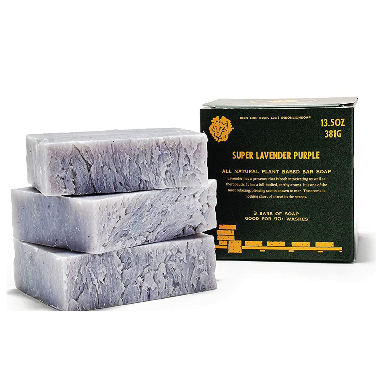 Iron Lion Soap - Lavender Organic Soap Bar - Made in USA - All Natural Bath Soaps for All Skin Types - Plant Based Cold Process and Handmade - (3 Pack)