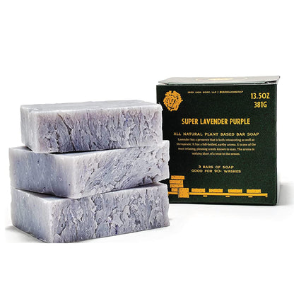 Iron Lion Soap - Lavender Organic Soap Bar - Made in USA - All Natural Bath Soaps for All Skin Types - Plant Based Cold Process and Handmade - (3 Pack)