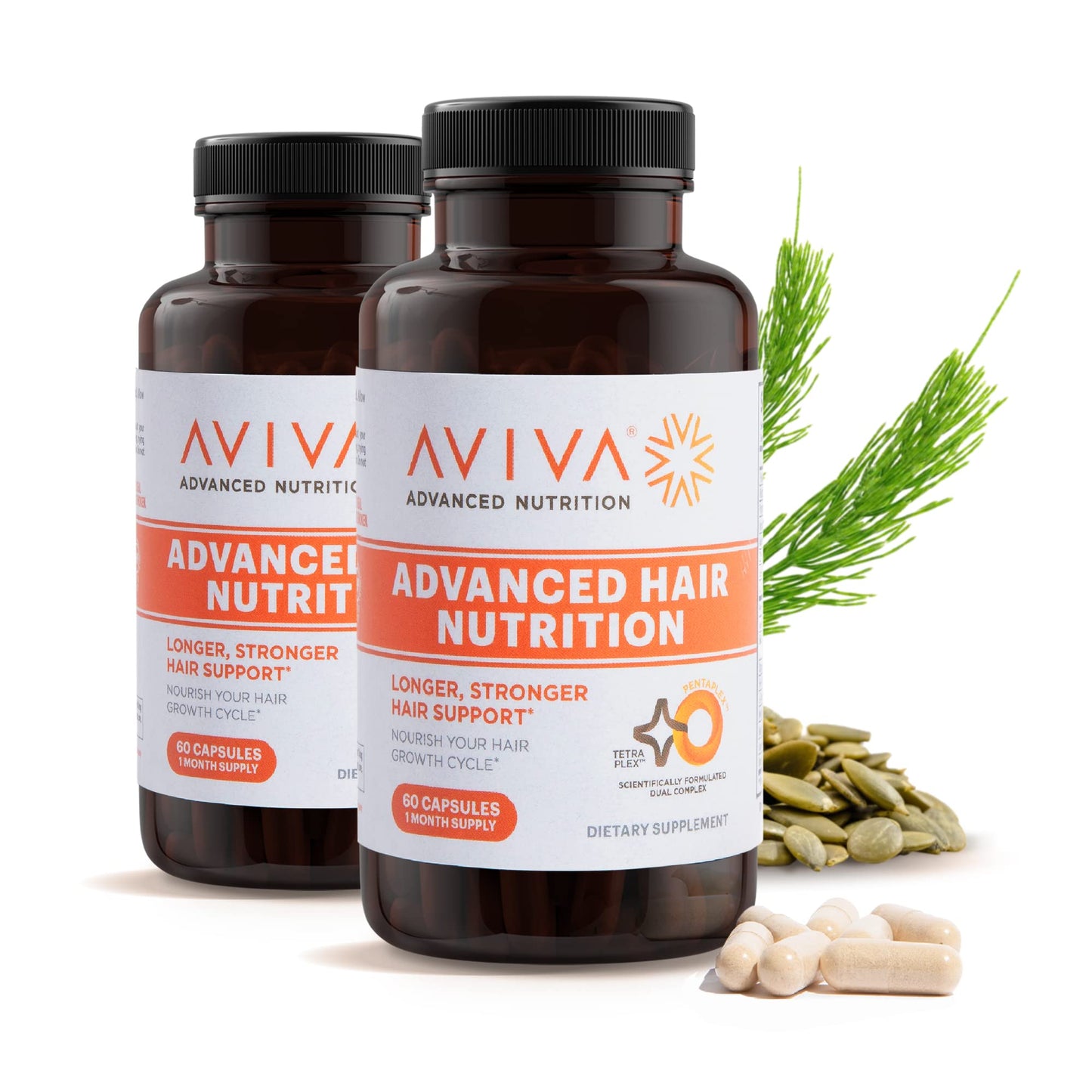 Aviva Advanced Hair Nutrition Hair Growth Vitamins – 120 Capsules Hair Vitamins Dietary Supplement for Thicker Fuller Hair – Biotin 5000mcg with 18 Essential Oils and Nutrients