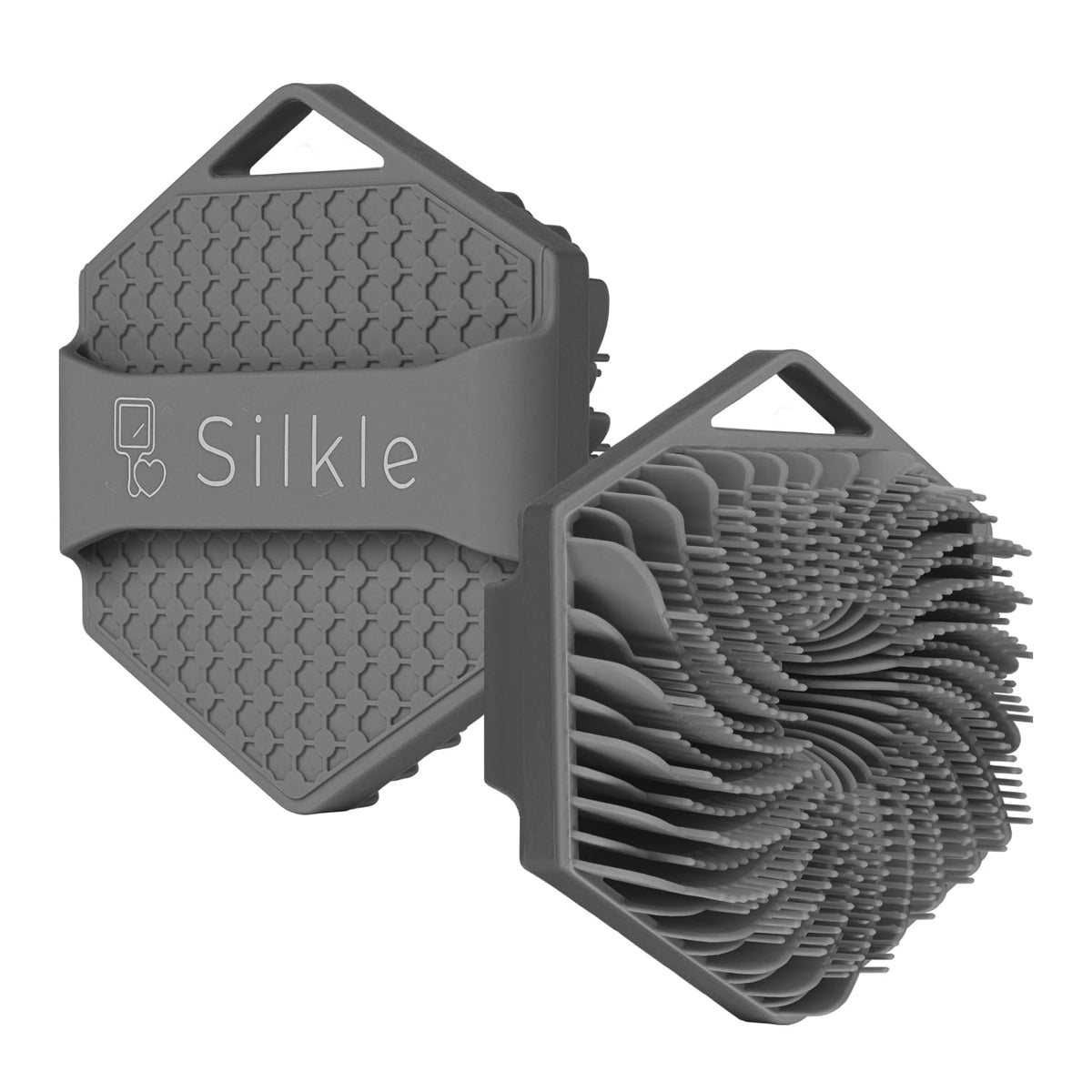 SILKLE Silicone Body Scrubber - Exfoliating Bath Brush and Skin Cleanser - Shower Sponge for Gentle Body Scrub and Wash - Silicone Scrubbing Care Tool for a Refreshed and Renewed You - Gray
