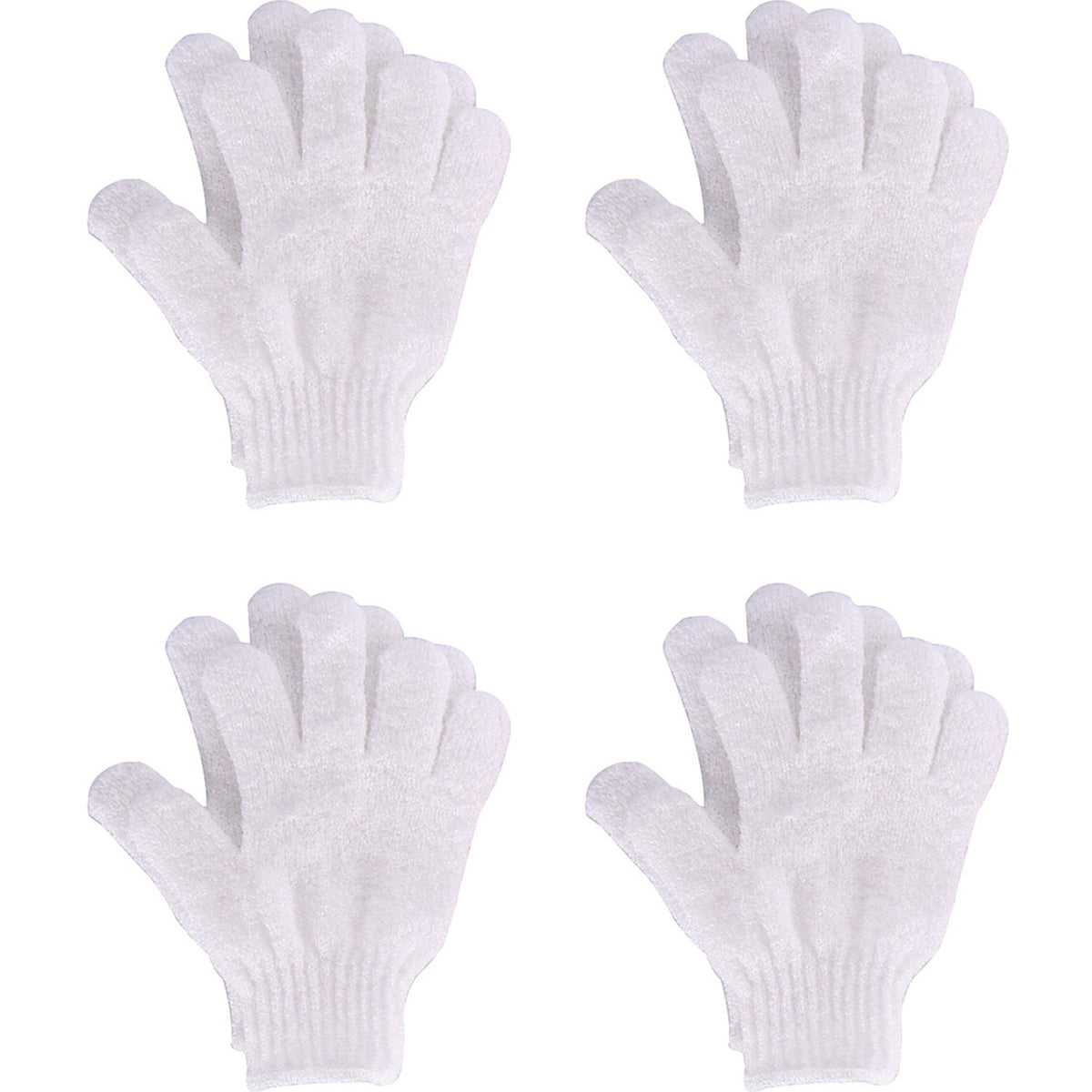 Hotop 4 Pairs Shower Gloves Scrubbing Gloves Dual-sided Exfoliating Glove Body Bath Scrubs White