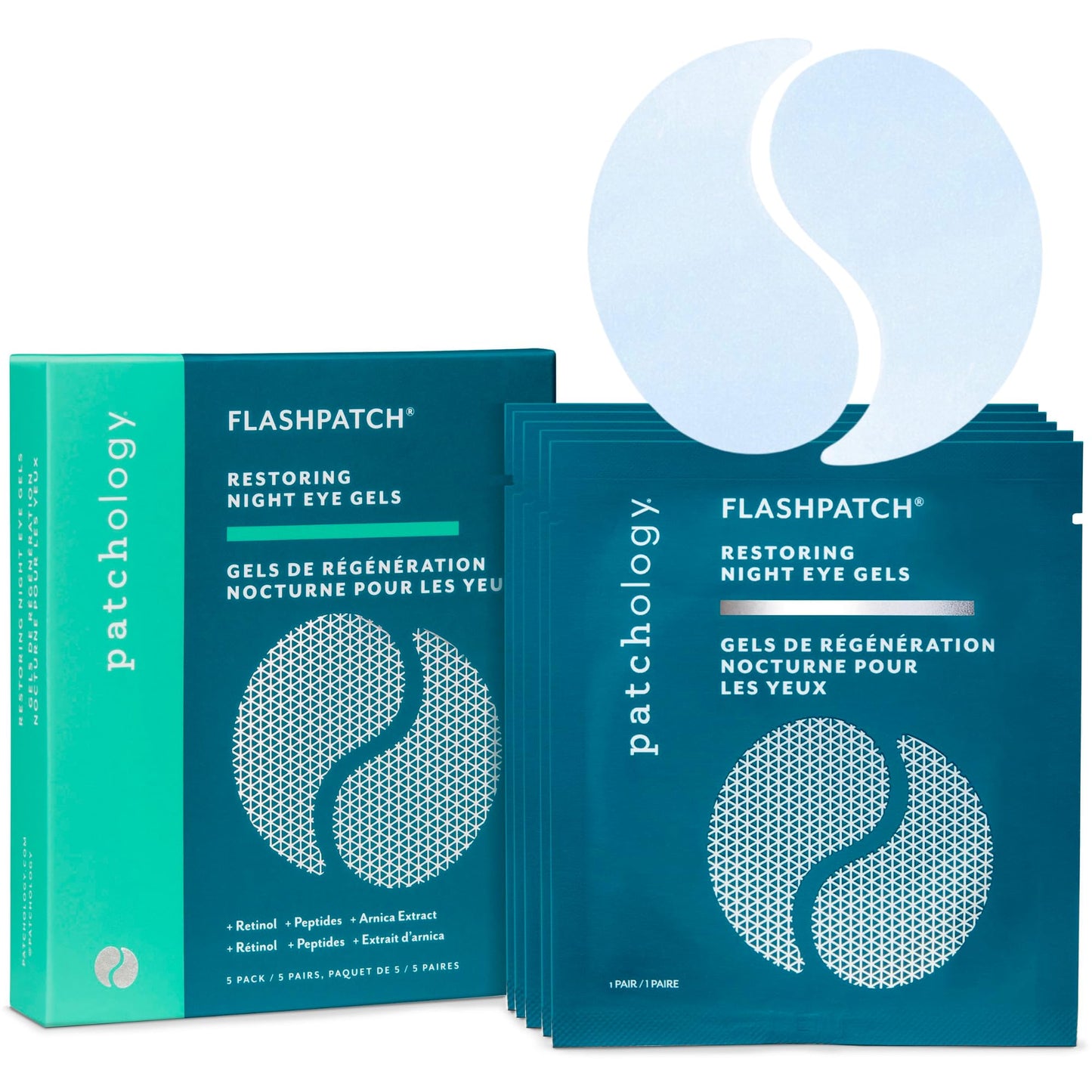 Patchology Restoring Eye Gel Patches with Retinol & Collagen - Under Eye Mask for Dark Circles Puffy Eyes & Wrinkles - Anti-Aging Overnight Eye Pads Set to Brighten Skin Care for Eye Bags (5 Pairs)