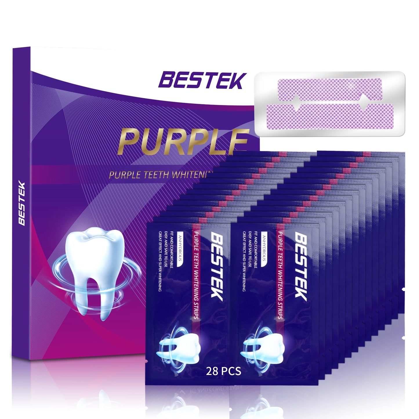 BESTEK Teeth Whitening Strips 28 Treatments 56 Teeth Whitening Strips - Whitening Strip for Teeth Sensitive Professional Whitening Strip Kit Fast Removing Smoking