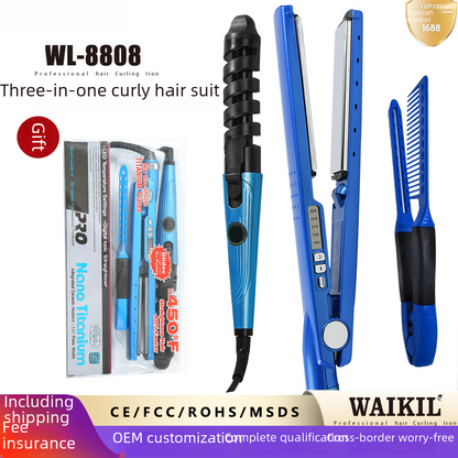 3-in-1 Hair Curling Wand and Straightener Set