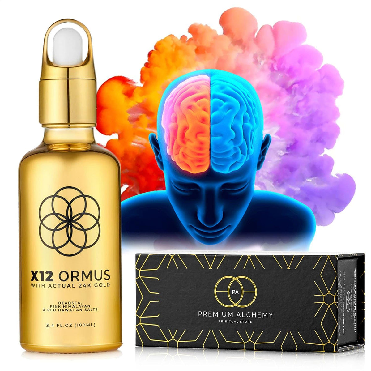 Ormus Monoatomic Gold Concentrate (High Potency x12) 3.4oz - Made by Real Alchemists - 24k Food Grade Liquid Gold Dead Sea Salt & Pink Himalayan Salt