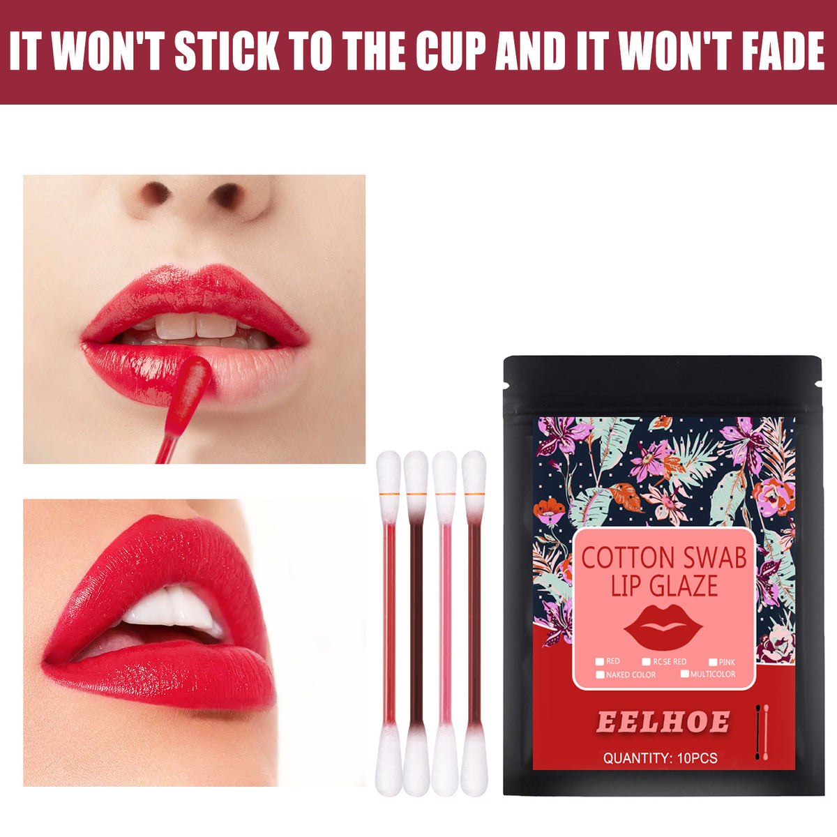 EELHOE Cotton Swab Lip Glaze - Portable Lip Tint